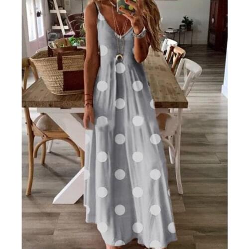 Summer Women Boho Maxi Dress Tie Dye Dot Print Spaghetti Strap Sleeveless Sun Beach Dresses Robe Female Vestidos Plus Size