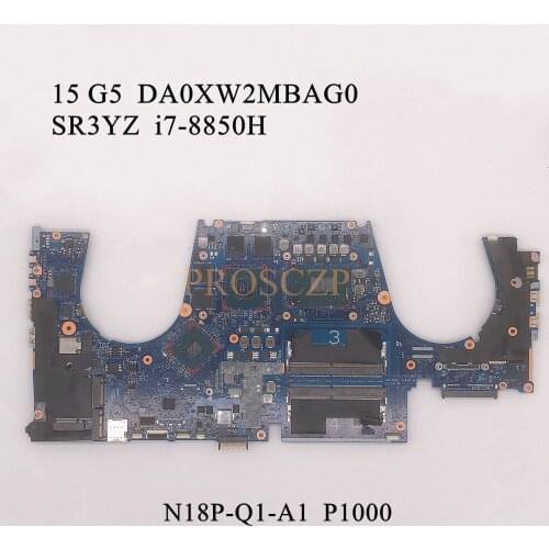 Free shipping for HP ZBOOK 15 G5 Laptop Motherboard SR3YZ I7-8850H CPU P1000 With DA0XW2MBAG0 100% working well
