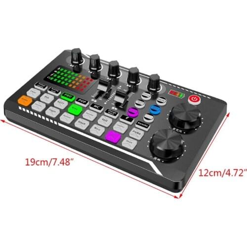 K1KF Microphone Sound Mixer Sound Card Audio Mixing F998 Sound Card Console Amplifier Computer Sound Adapter