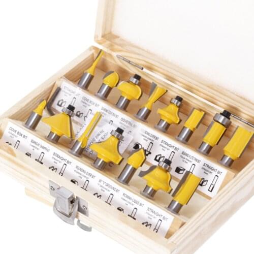 15PCS Woodworking Milling Cutter Set Durable Cutting Tools Cutter Wood Bits Tungsten Carbide Cutting Woodworking Trimming