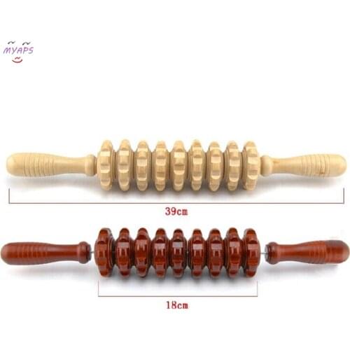 New 1Pcs Wooden Exercise Roller Sport Injury Gym Body Arm Back Leg Trigger Point Muscle Roller Sticks Massager Health Care