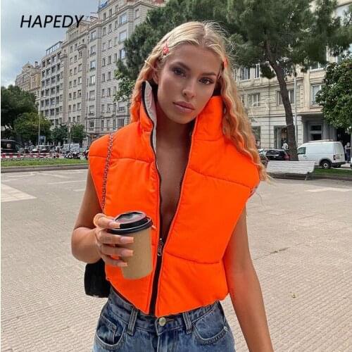 2021 New Reversible Coat Vest Short Warm Jacket For Women Turtleneck Zipper Sleeveless Puffer Coat Female Winter New Waistcoat
