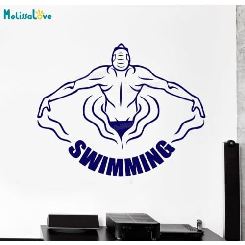 New Design Vinyl Wall Decal Swimming Pool Swimmer Water Sports Word Logo Stickers Removable Home Decoration Unique Gift YY740