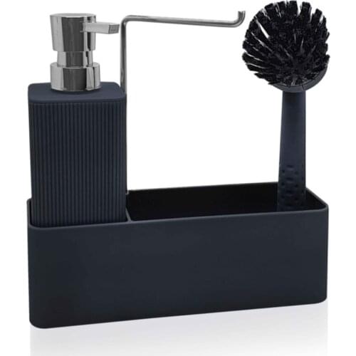 The Mia Gift Decorative Sink Bathroom Kitchen Sink Home For Liquid Soap Dispenser And Brush Set-Black