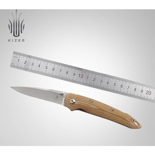 Kizer Camping Knife KI4419A5 Sliver 2020 New Brown Micarta Handle with S35vn Steel Stonewashed Blade Edc Tools