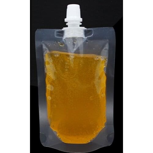 12*18cm 400ml 100pcs Jelly Liquid Milk Clear Plastic Empty Spout Pack Bag Drinking Juice Wine PE Poly Spout Storage Pouch