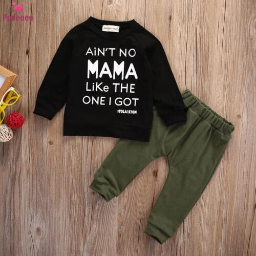 Pudcoco Fashion 2 Pcs Set for Toddler Baby Boy Clothes Kids Print Letter Autumn Long Sleeve T-shirt+Pants Outfits 0-3Y