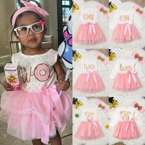 Pudcoco 2020 New Arrival Toddler 1st/2nd/3rd Birthday Baby Girls Tulle Tutu Princess Party Dress 2pcs Children Clothes For Girls