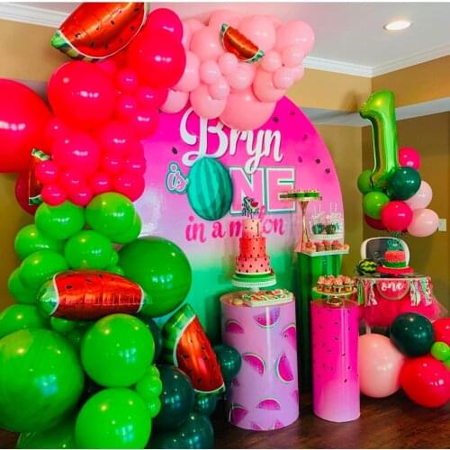 Pink Watermelon Round Background Circle Photo Backdrop Baby Shower One Birthday Party Decoration Table Cylinder Cover 723