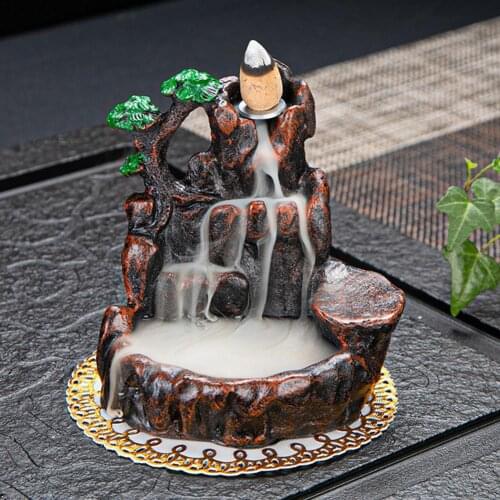 Garden Statue Crafts Decoration Home River Mountain Incense Holder Waterfall Smoke Feng Shui Incense Burner House Decoration