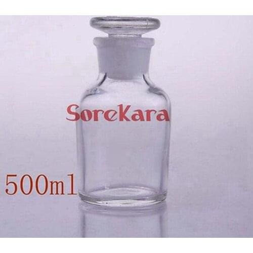 500ml Glass Reagent Bottle With Ground-in Glass Stopper Narrow Mouth Transparent Glass Bottle
