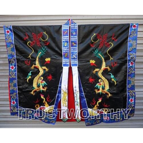 Unisex black Taoism Ssangyongs cassockembroidery dragon Taoist suits clothingrobe priest martial arts garment red