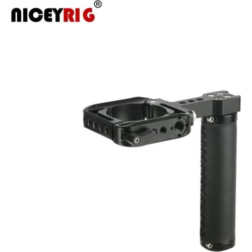 Niceyrig Top Leather Handle with Cold Shoe 1/4" 3/8" Screws Thread Mounting Clamp for DJI Ronin S Gimbal Stabilization