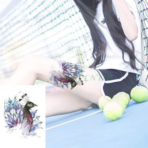 Waterproof Temporary Tattoo Sticker peacock Body Art Fake Tatto Flash Tatoo Tatouage Leg Arm for Women Men girl