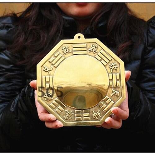 Southeast Asia HOME Porch hallway WALL efficacious talisman safe exorcise evil spirits Eight Diagrams FENG SHUI COPPER mirror