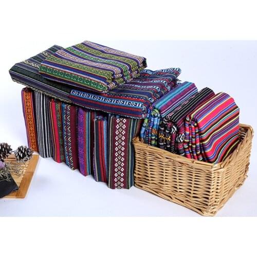 Jacquard Ethnic Curtain cotton linen fabric textile for patchwork tablecloth sofa sewing crafts material cloth bag fabric tissue
