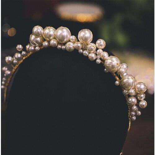 NiuShuya Bridal Bridesmaid Girls Diamante Pearl Headband Handmade Wedding Prom Tiara Women Hair Accessories