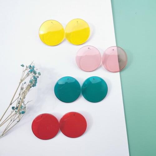 QUMENG Transparent acrylic round Earrings For Women Bohemia Trendy Geometric Acrylic stud Earrings hip hop punk club bar Jewelry