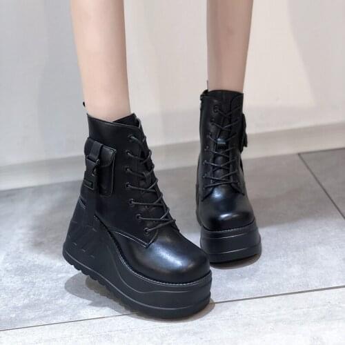 2021 Big Sizes 43 Platform High Heels Cosplay Fashionable Autumn Winter Wedges Shoes Ankle Boots Women Platform Boots Gothic Hot