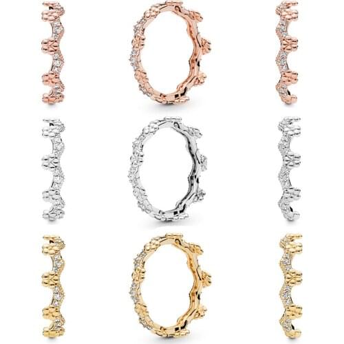 New Fashion Original 1: 1 High Quality 100% S925 Sterling Silver Multi-color Flower Crown Charm Ring Jewelry Gift