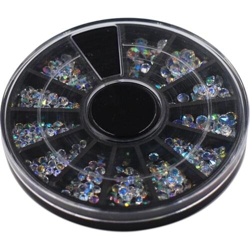 1 Box Black Shiny Nail Rhinestones Mix Size 3D Nail Art Decorations in Wheel Sharp Bottom Manicure DIY Nail Art Accessories