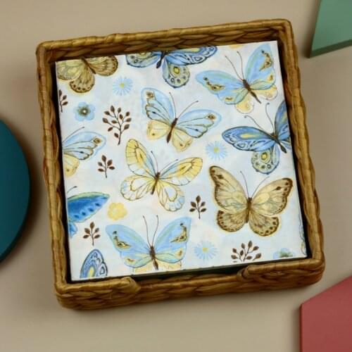 33*33cm 10pcs Beautiful Butterfly Printed Paper Napkin Festive Tissues for Valentines Day Wedding Home Party Decoration