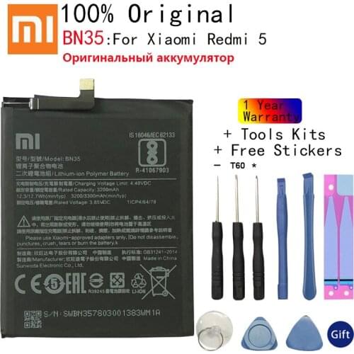100% Orginal Xiao mi BN35 3300mAh Battery For Xiaomi Redmi 5 Redmi5 Red mi5 High Quality Phone Replacement Batteries