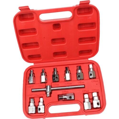 12pcs Oil Drain Plug Key Socket Set Oil Sump Spanner 3/8inch Drive for Cars Motorcycles Bikes Repairing