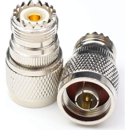 2PCS new SO239 UHF female jack to N male plug RF coaxial connector straight nickel plated adapter