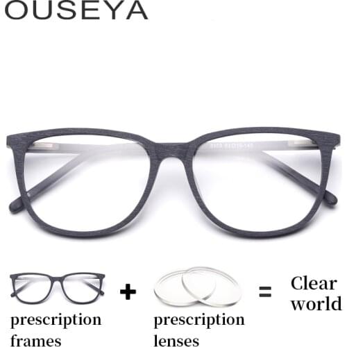 Acetate Men Progressive Glasses For Sight Wood Grain Vintage Thin lens Aspherical Transition Frame for Eyeglasses Male #3309