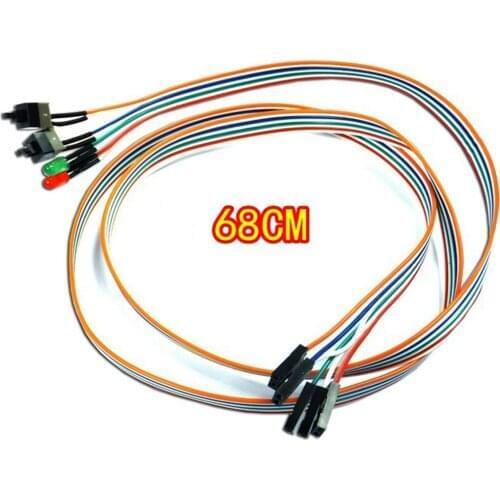 ATX PC Compute Motherboard Power Cable 2 Switch On/Off/Reset with 2 LED Lights 68CM Computer Cables & Connectors