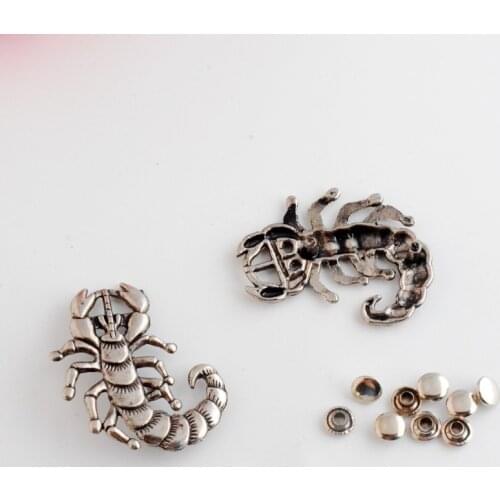 Free shipping 5 Sets Silver Tone Scorpions Spike Rivet Studs Spots For Clothes 42x34mm F0994
