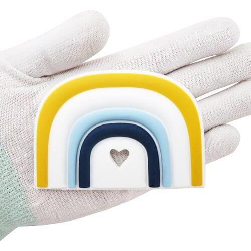Chenkai 10pcs Silicone Rainbow Teether DIY Reassure Pacifier Dummy Teething Infant Smoothing Sensory Bite Toy Accessories Gift