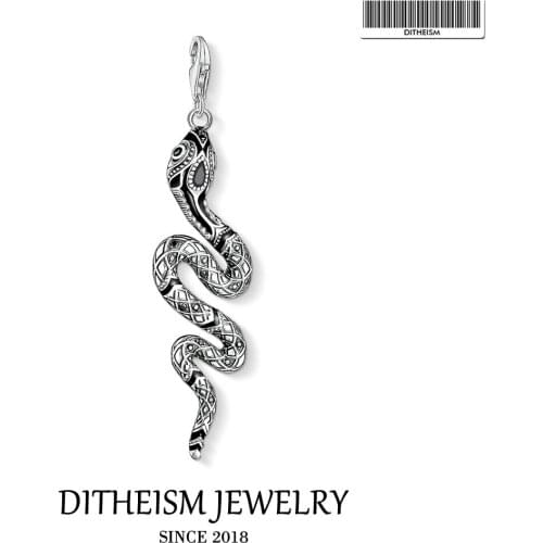 Black Snake Charms Pendant,2020 New Fashion Jewelry 925 Sterling Silver Bohemia Gift For Women Girls Fit Bracelet Necklace Bag