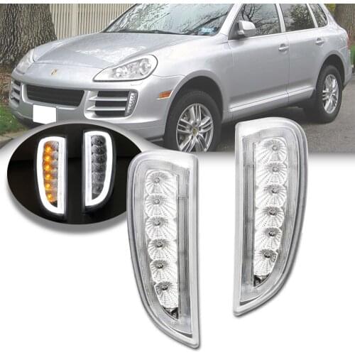 For Porsche Cayenne I 957 9PA Facelift 06-10 White/Amber LED Turn Signal Light DRL Daytime Running Position Lights