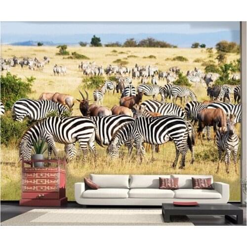 Custom Photo Wallpaper Personality Africa Grassland Zebra Wallpaper Animal Nature Landscape Simple Living Room Wall 3D Mural