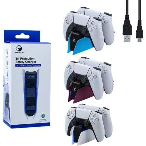 Honcam Tri-Protection Safety Dual Controller Charger Fast Charging Dock for PS5 Gamepad for DualSense Controller (HC-A3705)
