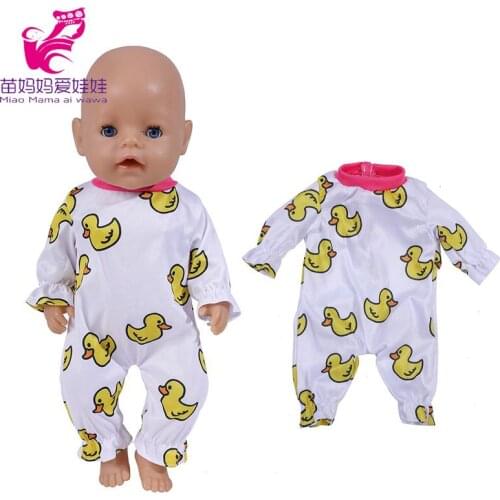 17" Reborn Baby Doll Clothing Rompers Cartoon Duck Jump Suit Toys Doll Clothes
