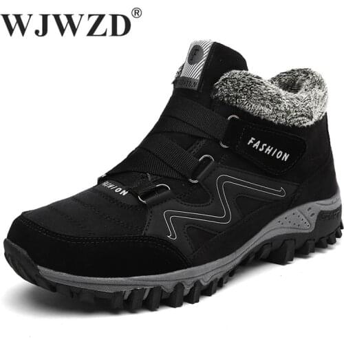 Leather Men Boots Winter with Fur Super Warm Snow Boots Men Winter Work Shoes Casual Sneakers Trekking Hiking Ankle Boots Female