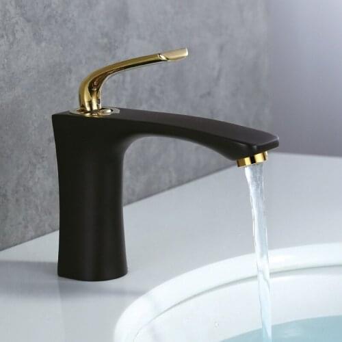 Bathroom Basin Faucet Total Brass Sink Mixer Tap Hot & Cold Single Handle Deck Mounted Gold/Black/Chrome Water Crane Faucet