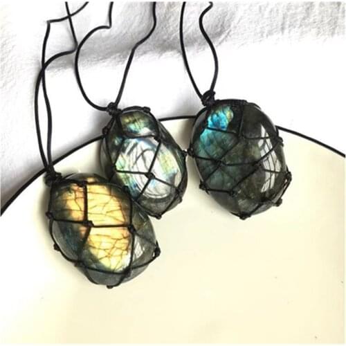 Labradorite Palm Pendant Natural Hand Carved Crystals Healing Stones For Gifts