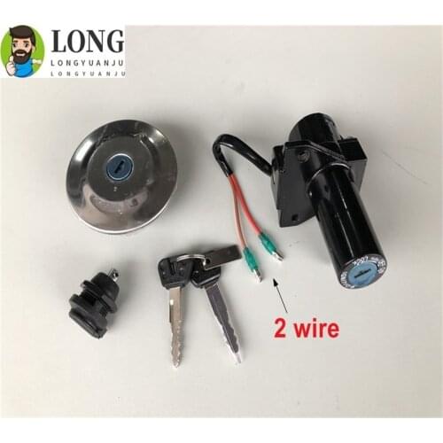 Motorcycle ignition switch fuel gas cap seat lock key kit For Yamaha YBR125 YBR 125 YBR150 YS150 2 wire line ignition