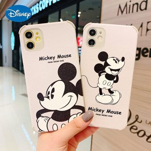 DISNEY Cute Mickey Minnie Mouse Lambskin Soft Case for iPhone 12 11 7 8 Plus Mobile Phone Cases Full Cover zz0519-3