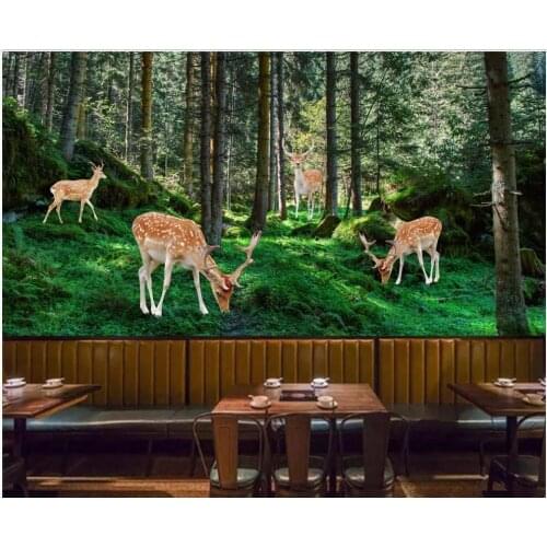 Custom mural 3d photo wallpaper Fawn virgin forest big tree scenery home decor living room wallpaper for walls 3 d in rolls