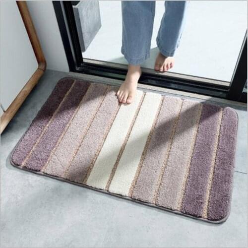 Striped Door Mat Entry Door Floor Mat Bathroom Toilet Absorbent Non-slip Tufted Small Carpet Home Bedroom Floor Protection Mat