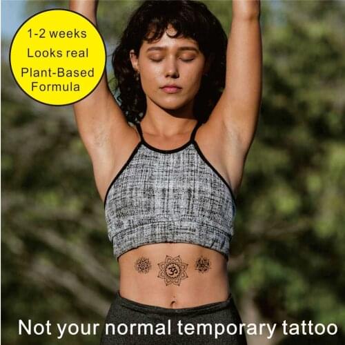CWP GZ239 Mandala Flower Semi Permanent Fake Tattoo With Yoga,um patterns