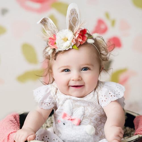 Baby Hairbands Photography Prop Lace Bunny Ear Hair Bows Bands Floral Headbands Infant Toddler Headdress