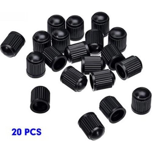 20X Black Plastic Car Tire Valve Stem Cap Dome Shape Dust Valve Cap To Prevent Air Leak Sandy Soil Get Into Tires