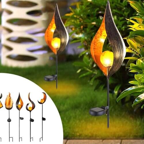 Garden Solar Light Outdoor Metal Flame Shape Lamp Waterproof WroughtIron Lamp for Garden Lawn Patio Pathway or Courtyard SAL99