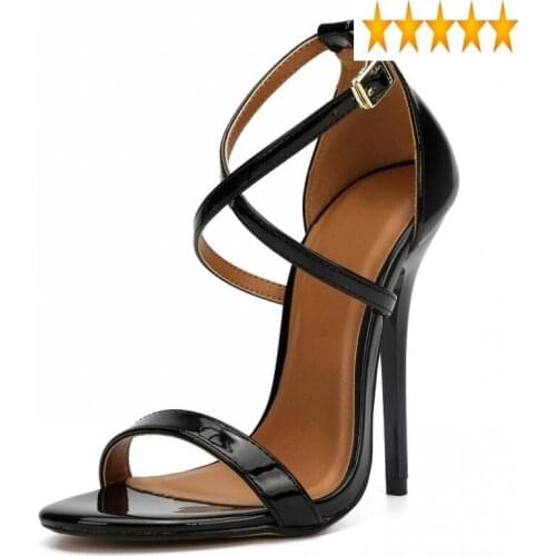 Women Fashion High Heels Cross Strap Wedding Thin Heel Shoes Female Large Size Sexy Black Red Snake Print Summer Sandals